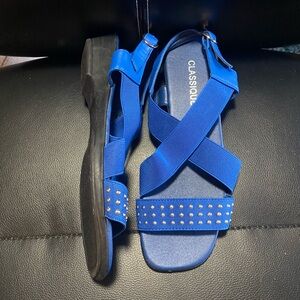 NEW🎉 CLASSIQUE Royal Blue Studded Elastic Strap Sandals Size 8